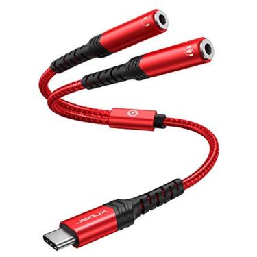 Imagem de Adaptador de microfone USB C, JSAUX USB C a Dual 3.5mm Feminino Aux Headphone Jack Y Splitter Mic Adaptador de áudio, compatível com Samsung Galaxy S2