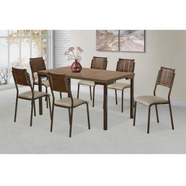 Imagem de Conjunto Sala De Jantar Mesa E 06 Cadeiras Isis Chocolate/Marrom/Nogal
