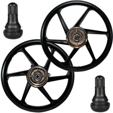 Imagem de Par de rodas de alumínio liga leve freio a tambor NXR125 NXR150 NXR160 Bros com rolamentos e bico