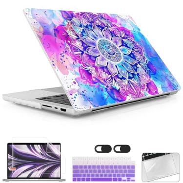 Imagem de Lepeoac Capa rígida para MacBook Pro de 16 polegadas 2021 2022 2023 2024 versão A3186 A3403 M4 A2991 M3 A2780 M2 A2485 M1 Pro/Max, capa rígida com protetor de tela e capa de teclado, mandala