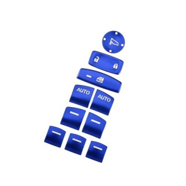 Imagem de Motoforti Adesivo decalque de acabamento de tampa de botão de interruptor de janela mestre de carro para Honda Accord 2018-2022 azul (conjunto de 10) de longa duração