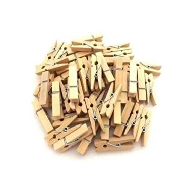 Imagem de Mini Prendedor Madeira 2,5cm - 100 Unidades - Pregador para Varal de Fotos e Memory Board