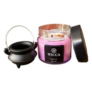 Imagem de Vela Aromática Com Pedra Ametista E Caldeirão De Ferro Wicca - EQUILIB