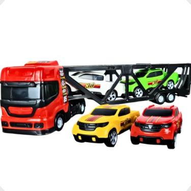 Imagem de Caminhão Cegonha De Brinquedo 3 Pçs Carrinhos Miniatura Menino