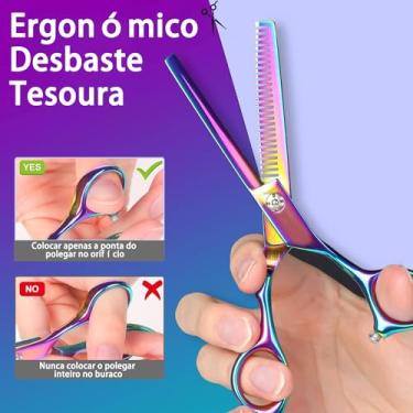 Imagem de Kit Tesoura Cabelo Profissional, Kit Barbeiro, Tesoura Profissional Cabeleireiro, Tesoura De Cabelo, Tesoura De Cortar Cabelo, Tesoura Para Cortar Cabelo, Tesoura Barba (Colorido)