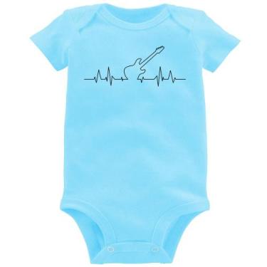 Imagem de Body Bebê Guitarra Batimentos Cardíacos - Foca na Moda, Azul bebê, P
