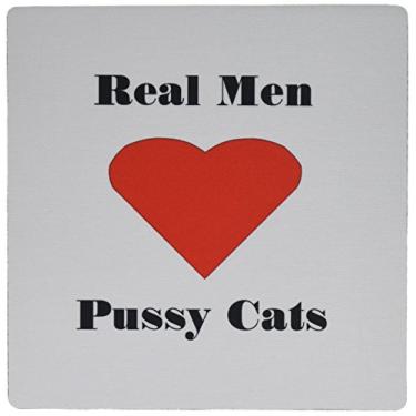 Imagem de 3dRose Mouse pad 20 x 20 x 0,25 polegadas, Real Men Love Pussy Cats (mp_153808_1)