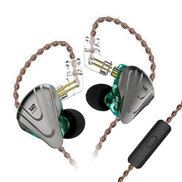 Imagem de Monitores intra-auriculares, KZ ZSX 1DD+5BA Híbrido HiFi Estéreo Isolamento Esportivo IEM Fones de ouvido/Fones de ouvido com cabo removível para iPhone, iPad, Android, computador, Ciano, With MIC