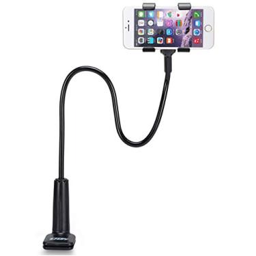 Imagem de Suporte de celular de liga de alumínio, suporte de telefone celular ZTON, suporte preguiçoso, suporte de braço longo flexível para iPhone, LG, etc. no escritório, Preto