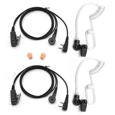 Imagem de NEWASHAN 2 fones de ouvido com microfone PTT para Kenwood NX-220 NX-3220 NX3320 TK-2170 TK-3360 TH-D74 Baofeng UV-5R UV-82 BF-F8HP BF-888S Wouxun Walkie Talkie de 2 pinos com tubo de ar PTT (2 peças)
