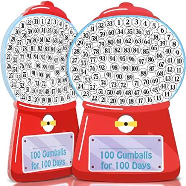 Imagem de 24 Pcs 100th Day of School Craft Kit Teacher Favor Kit 100 Gumballs for 100 Days Paper Gumball Machine Color Matching Crafts for Kids 100 Days of School Celebration Party Classroom Supplies