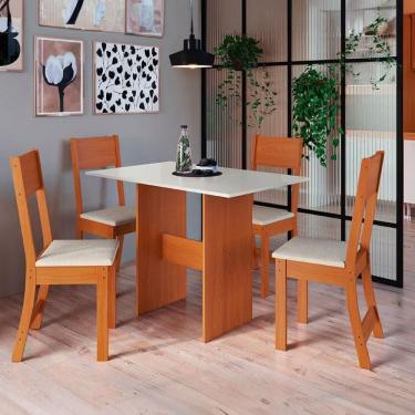 Imagem de Mesa De Jantar Indekes Orquídea Com 4 Cadeiras Feijo E Off White