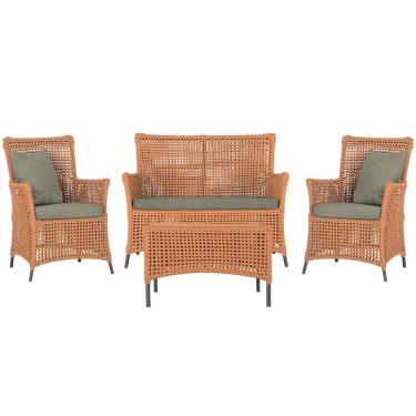 Imagem de Jogo Sofá E 2 Poltronas E Mesa Igapó Preta E8 Trama Original Terra Cota