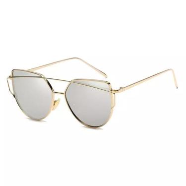 Imagem de Óculos Grandes Clássico Cat Eye Elashopp Feminino Prata