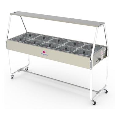 Imagem de Buffet Térmico 10 Cubas Progás Tampas De Vidro Prb-10gn 220v
