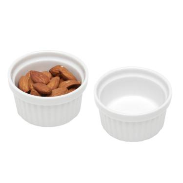 Imagem de Kit 2 Ramequim Mini Bowl De Porcelana Molheira Clássico Canelado Branco Lyor 40ml