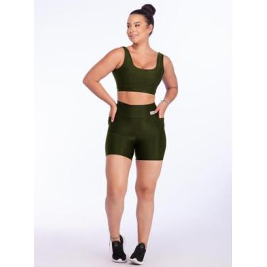 Imagem de Conjunto Short e Top Com Leve Canelado Tecido Grosso Modela Bumbum Top