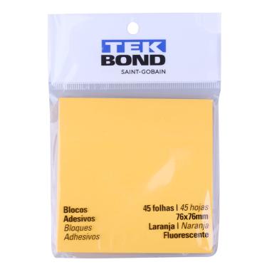 Imagem de Bloco Adesivo 76x76mm 45 Folhas Laranja Tek Bond