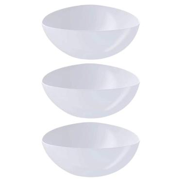 Imagem de 3 Saladeiras Triangulares Tigelas Plástico 2,5L Branco Coza Bacias Saladas Pipoca Sobremesas