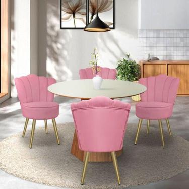 Imagem de Kit 4 Cadeiras De Jantar Pétala Com Pés Em Aço Dourado - Bz Home Decor