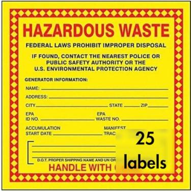 Imagem de Accuform Signs Etiqueta adesiva MHZW20EVP em vinil poli-poliéster resíduos perigosos, "RELÓGIOS PERIGOTIDOS - LEIS FEDERAIS PROÍBIDO A DESCARTE...", 15 cm de comprimento x 15 cm de largura x 2,6 mm de espessura, vermelho/preto/amarelo (pacote com 25)