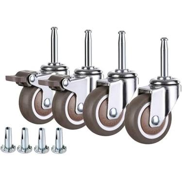 Imagem de Berço De Bebê Rodízios Silenciosos De Borracha 2 Ih M8 Haste Com Freio Rodas De Carrinho De Móveis Giratórias Universais Seguras Para Carpete De Piso Haood 4 Pacotes, 4 brakes