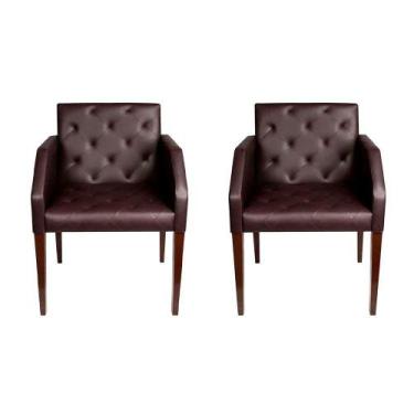 Imagem de Kit 2 Poltronas Decorativa Nina Em Tecido Sintético Costura Capitonê -