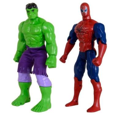 Imagem de Kit Dupla De Heróis Incrível Hulk Homem Aranha Articuláveis - Gici Kid