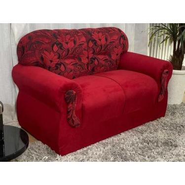 Imagem de Sofás 2 Lugares Encanto Beleza e Praticidade - Alpoim, Vinho C/Floral