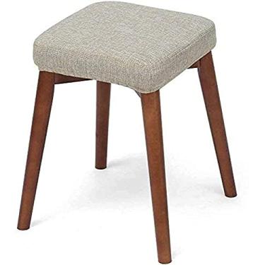 Imagem de Banqueta de pés banquinho para pés banquinho de madeira acolchoado otomano quadrado molho maquiagem com capa de linho removível alimentos resistente máx. 150 kg 33 x 33 x 45 cm (tamanho: verde