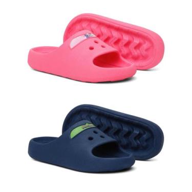 Imagem de Kit 2 Chinelo Slide Infantil Papete Confortavel Personagem Desenho Ani