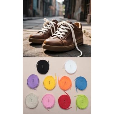 Imagem de 10 pares de cadarços coloridos planos de 0,3 polegadas x 47 polegadas de poliéster de substituição para tênis, botas de skate, sapatos esportivos, Colorido., One Size
