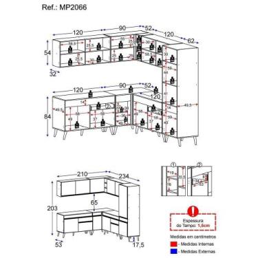 Imagem de Cozinha Completa De Canto Mp2066 Com Armário E Balcão Preta - MULTIMOV