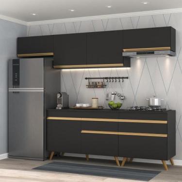 Imagem de Cozinha Completa 5 Peças C/ Armário E Balcão Veneza Gb Preta - MULTIMO
