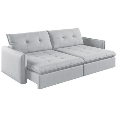 Imagem de Sofá Retrátil E Reclinável Lavanda 2,60m Linho Cor Gelo 2322