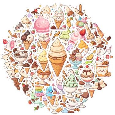 Imagem de 100 peças de sorvete, sobremesa, doces, guloseimas, graffiti, adesivos de papelaria, adesivos encantadores, brinquedo para notebook, bagagem, celular, copo, guitarra, faça você mesmo, bicicleta, skate