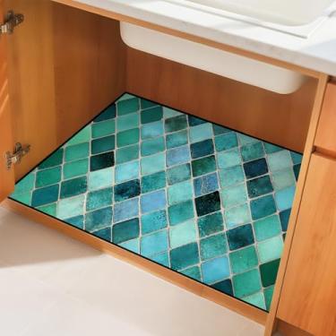 Imagem de BVBOX Tapete sob a pia 86,4 cm x 55,88 cm, tapete protetor de prateleira impermeável, organizador de armário de pia bandeja coletora para casa e cozinha (padrão xadrez 1, 86 cm x 56 cm)