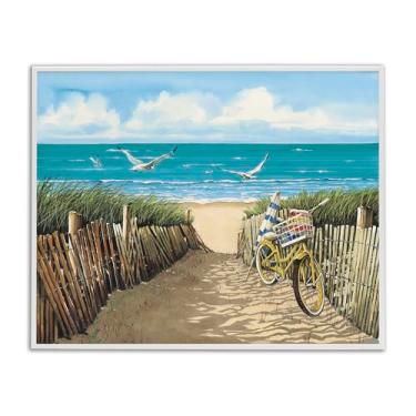 Imagem de Stupell Industries Yellow Beach Taxi Coast Gray Framed Giclee Art, design por John Rossini, 11 x 14