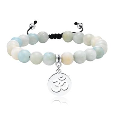 Imagem de Marca feminina, prata, miçangas, contas de oração, pulseira de corrente de espeto de mão, pedra natural, pingente de aço inoxidável, lótus, números, árvore da vida, hipoalergênico, charme, elegante