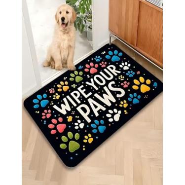 Imagem de Tapete para animais de estimação Wipe Your Paws – Tapete de alimentação lavável, absorvente, antiderrapante, ideal para entrada ou uso interno, fácil de limpar (80 x 50 cm)