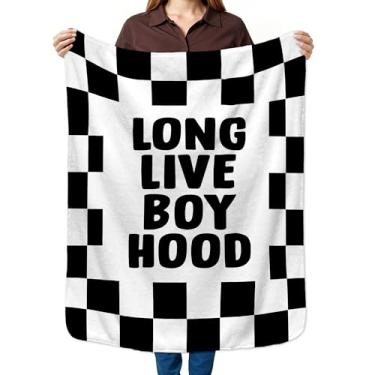 Imagem de HIWX Cobertor infantil xadrez preto e branco, cobertores de berçário de vida longa, cobertor xadrez retrô moderno para quarto de crianças, quarto de meninos, casa, sala de estar, escritório, sofá