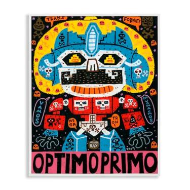 Imagem de Stupell Industries Colagem de personagens robóticos icônica arte giclée emoldurada branca, design de Jorge R. Gutierrez, 76 x 61 cm