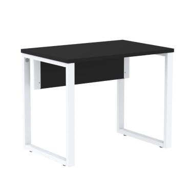 Imagem de Mesa Escritório P25 Tub Pandin 90 Cm (larg) Tampo Mdp Preto Pé Aço Tubular Branco