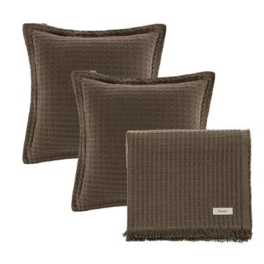 Imagem de Kit Para Cama e Sofá Manta e Almofadas 100% Algodão Texturizadas Atlan