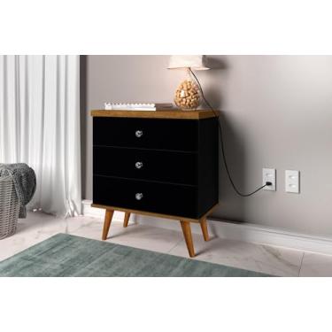 Imagem de Mesa De Cabeceira Status 3 Gavetas - JM3 Moveis (Preto/Jequitibá)