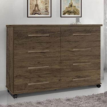 Imagem de Cômoda Quarto Jade com 08 Gavetas e Rodízios Amendoa Wood