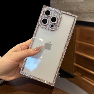 Imagem de HTVJFX Capa luxuosa com revestimento de silicone macio e brilhante para iPhone 14 Pro Max (para iPhone 14 Pro Max/F rosa)