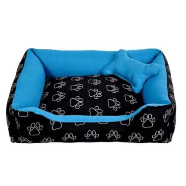 Imagem de Cama Pet para Cachorro e Gato Média | Confortável, Lavável e Impermeável | Zíper e Enchimento Removível(Pata Turquesa)