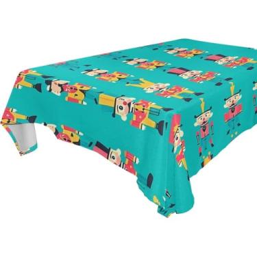 Imagem de Blueangle Toalha de mesa com personagens de quebra-nozes de Natal – Toalha de mesa retangular de tecido impermeável resistente a manchas e poliéster para ambientes internos e externos, 137 x 183 cm