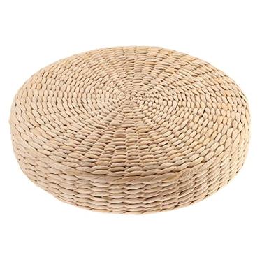 Imagem de WeiLaiKeQi Almofada Redonda Estilo Tatami, Acolchoada, Tricotada em Palha, para Assento Plano, Tecida à Mão, Ideal para Sala de Estar E Prática de, 50x50cm